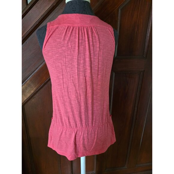 Gap Womens Sleeveless Peplum Top S Pink Cotton Blend Button Detail - Picture 2 of 7